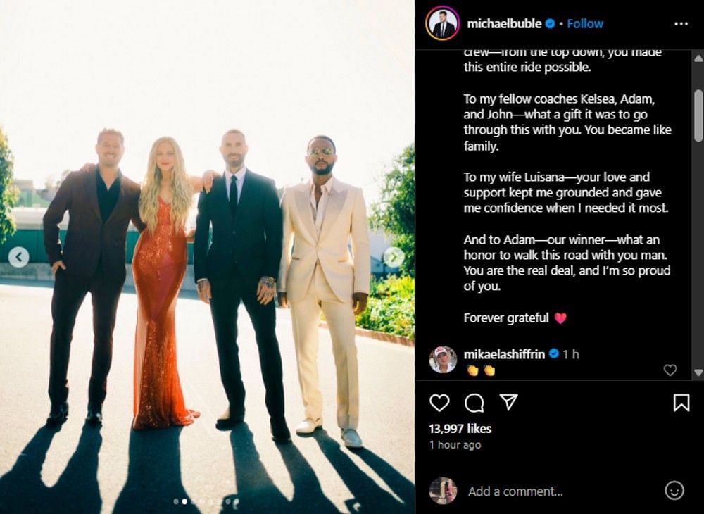 Screenshot of the Instagram post's comment section.